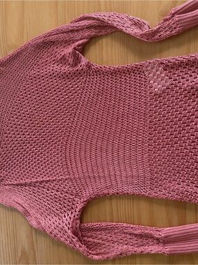 Express Open-Weave Crochet Top in Dusty Rose